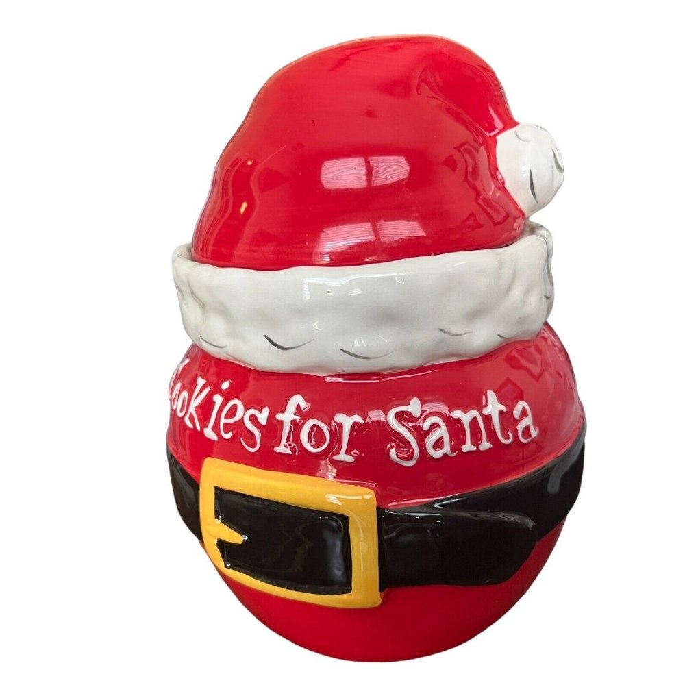 Santa Caus Cookie Jar  Santa Suit Red White Black  Cookies for Santa Vintage